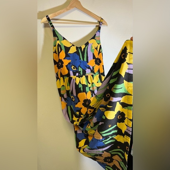 Roxy Waiting Line Bold Colors Midi Floral Boho Surfer Style Minimalist Dress - Picture 6 of 10